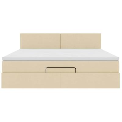 Ottoman bed met matras 180x200cm stof crèmekleurig