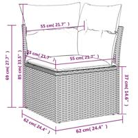 11-delige Loungeset met kussens poly rattan bruin - thumbnail