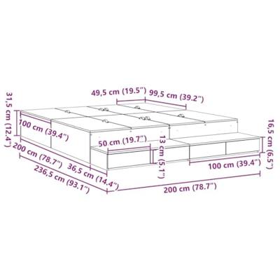 Opbergbedframe Grijs sonoma 236.5 x 200 x 31.5 cm Bewerkt hout