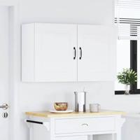 Keukenwandkasten 2 st Kalmar bewerkt hout wit - thumbnail