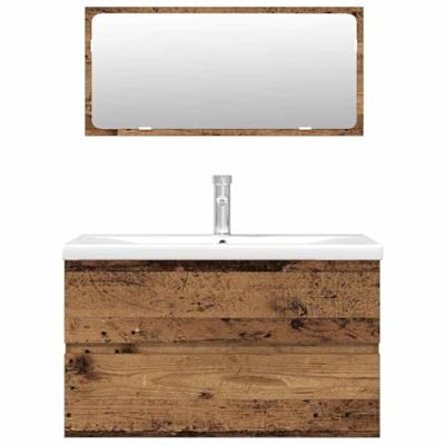 3-delige Badkamermeubelset bewerkt hout oud houtkleurig