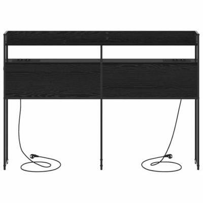 Opberghoofdbord met plank Zwart eiken 120 cm Bewerkt hout