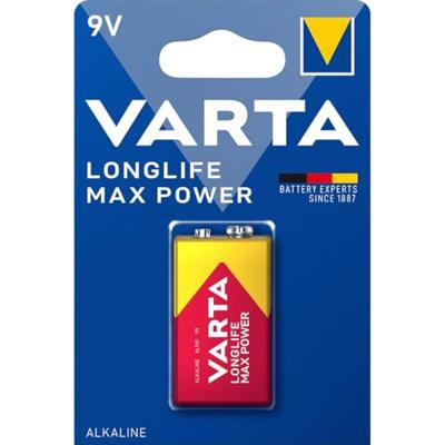 Varta 4722 Longlife Max Power 9V Block batterij 6LR61 (verpakt per stuk) Alkaline E-Block Batterijenideaal voor brandmelder rookmelder stemapparaat, rood