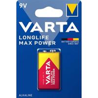 Varta 4722 Longlife Max Power 9V Block batterij 6LR61 (verpakt per stuk) Alkaline E-Block Batterijenideaal voor brandmelder rookmelder stemapparaat, rood - thumbnail