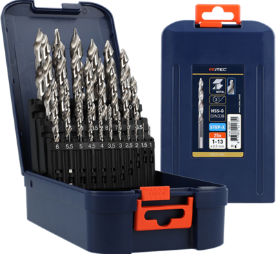 Rotec Spiraalborenset | 104 - STEP-X | DIN 338 | 25-dlg | ø1-13 ABS - 900.0071 Rotec Spiraalborenset | 104 - STEP-X | DIN 338 | 25-dlg | ø1-13 ABS - 900.0071