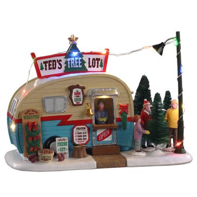 Lemax ted&apos;s tree lot verlicht kerstdorp tafereel Vail Village 2021