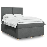 Boxspring met matras stof donkergrijs 140x200 cm - thumbnail