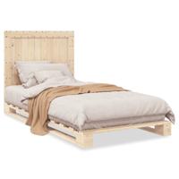 Bedframe met hoofdbord massief grenenhout 100x200 cm - thumbnail