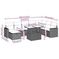 9-delige Loungeset met kussens poly rattan zwart - thumbnail