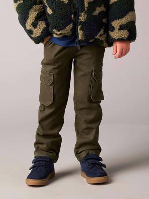 Gevoerde battlebroek voor jongens, eenvoudig aan te trekken kaki