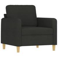 Fauteuil met voetenbank 60 cm stof zwart - thumbnail
