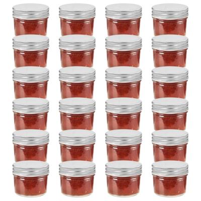 VidaXL Jampotten met zilverkleurige deksels 24 st 110 ml glas VidaXL Jampotten met zilverkleurige deksels 24 st 110 ml glas