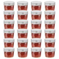 VidaXL Jampotten met zilverkleurige deksels 24 st 110 ml glas - thumbnail