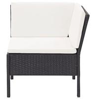 3-delige Loungeset met kussens poly rattan zwart - thumbnail