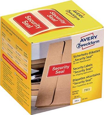 Avery-Zweckform 7311 Veiligheidsetiketten 38 x 20 mm VOID-folie Rood 200 stuk(s) Avery-Zweckform 7311 Veiligheidsetiketten 38 x 20 mm VOID-folie Rood 200 stuk(s)
