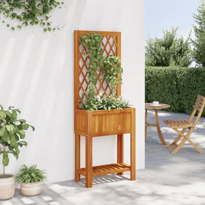 VidaXL Plantenbak met latwerk en schap 55x29,5x152 cm acaciahout