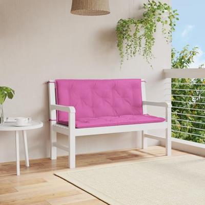 Tuinbankkussens 2 st 120x50x7 cm stof roze Tuinbankkussens 2 st 120x50x7 cm stof roze