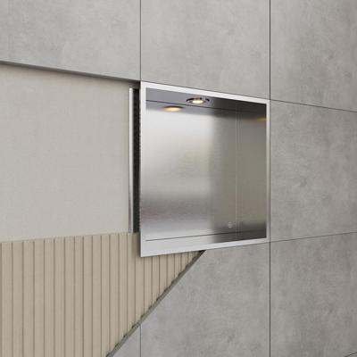 Inbouwnis BWS Alfie 30x30 cm Met LED Verlichting Geborsteld Staal Inbouwnis BWS Alfie 30x30 cm Met LED Verlichting Geborsteld Staal