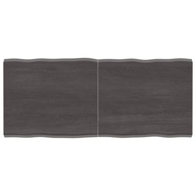 Tafelblad natuurlijke rand 140x60x(2-4)cm eikenhout donkerbruin