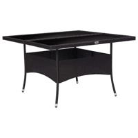 Tuintafel poly rattan en glas zwart - thumbnail