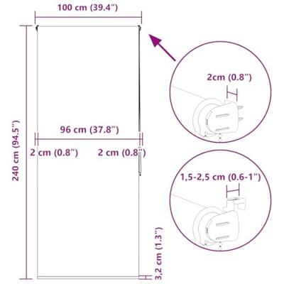 VidaXL Doucherolgordijn 100x240 cm stofbreedte 96 cm