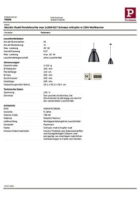 Paulmann Neordic Rolad 79609 Hanglamp LED E27 20 W Koper (mat), Zwart (mat) Paulmann Neordic Rolad 79609 Hanglamp LED E27 20 W Koper (mat), Zwart (mat)