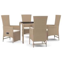 5-delige Tuinset met kussens poly rattan beige - thumbnail