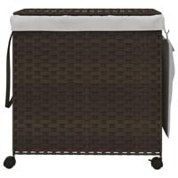 Wasmand op wielen 60x35x60,5 cm rattan donkerbruin - thumbnail