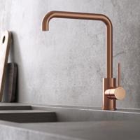 Keukenmengkraan Hotbath Cobber 1-hendel 31.5 cm Draaibare Uitloop Geborsteld Koper PVD - thumbnail