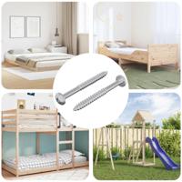 VidaXL Houten schroef 2 pcs zilver 9,8 x 53 mm staal - thumbnail