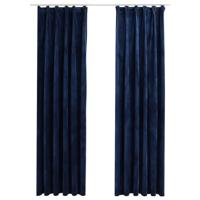 VidaXL Gordijnen verduisterend 2 st met haken 140x175 cm fluweel blauw - thumbnail