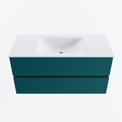 MONDIAZ VICA 100cm badmeubel onderkast Smag 2 lades. Wastafel CLOUD midden 1 kraangat, kleur Talc.