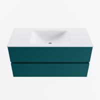 MONDIAZ VICA 100cm badmeubel onderkast Smag 2 lades. Wastafel CLOUD midden 1 kraangat, kleur Talc. - thumbnail