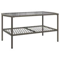 4-delige Loungeset met kussens poly rattan grijs - thumbnail