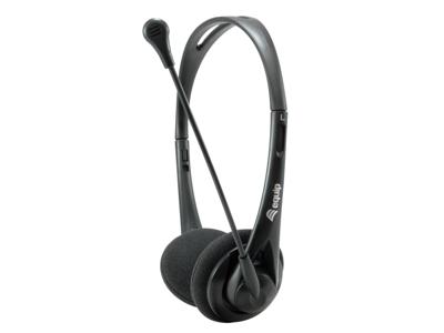 Equip 245302 chat headset, 3.5mm, head-band, calls & music, binaural, rotary, black