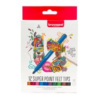 Viltstift Bruynzeel Super Point met witte wisstift set à 12 kleuren | 6 stuks - thumbnail