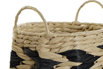 Mandenset DKD Home Decor Zwart Lichtbruin Natuurlijke Vezel Boho 30 x 30 x 30 cm 2 Onderdelen (2 Stuks)