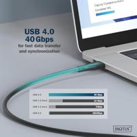 Digitus USB-C-kabel USB 4.0 USB-C stekker 1.00 m Zwart (mat) Uitstekende verouderingseigenschappen, Flexibel, Flexibele binnenader, Bestand tegen wisselende - thumbnail