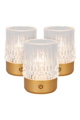 Lucide LILY - Oplaadbare Tafellamp - Accu/Batterij - Ø 8 cm - LED 3 StepDim - 1x3W 2700K/3000K - Mat Goud / Messing - Set van 3 Lucide LILY - Oplaadbare Tafellamp - Accu/Batterij - Ø 8 cm - LED 3 StepDim - 1x3W 2700K/3000K - Mat Goud / Messing - Set van 3