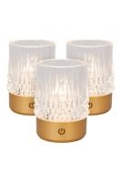 Lucide LILY - Oplaadbare Tafellamp - Accu/Batterij - Ø 8 cm - LED 3 StepDim - 1x3W 2700K/3000K - Mat Goud / Messing - Set van 3 - thumbnail
