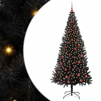VidaXL Kerstboom met 300 led met standaard zwart 210 cm pvc VidaXL Kerstboom met 300 led met standaard zwart 210 cm pvc
