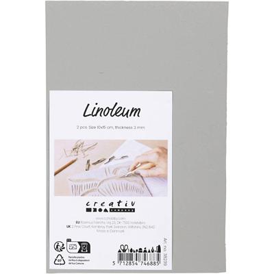 Creativ Company Linoleum, afm 10x15 cm, dikte 3 mm, grijs, 2 stuk/ 1 doos