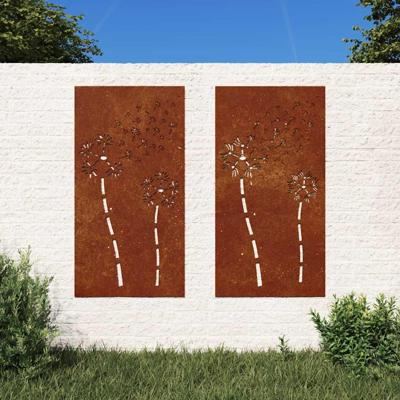 VidaXL Wanddecoratie tuin 2 st bloemenontwerp 105x55 cm cortenstaal VidaXL Wanddecoratie tuin 2 st bloemenontwerp 105x55 cm cortenstaal
