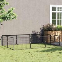 VidaXL Hondenkennel 6 m² staal zwart - thumbnail