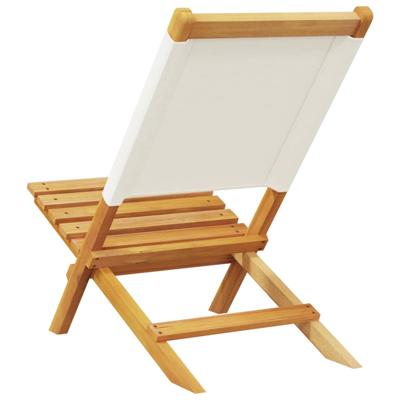 Tuinstoelen 8 st inklapbaar massief hout en stof crèmewit - thumbnail