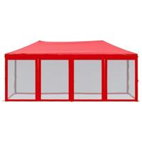 Partytent inklapbaar met zijwanden 3x6 m rood - thumbnail