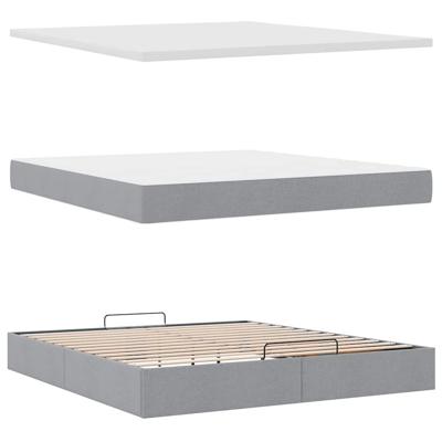 Ottoman bed met matras 140x190cm stof lichtgrijs