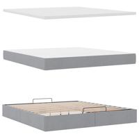 Ottoman bed met matras 90x190cm stof lichtgrijs - thumbnail