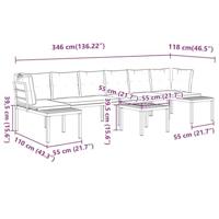 5-delige Loungeset met kussens gepoedercoat staal zwart - thumbnail