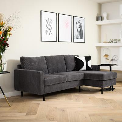 BASE 3-zits Loungebank 'Anne' Links/Rechts, Rib, kleur Antraciet BASE 3-zits Loungebank 'Anne' Links/Rechts, Rib, kleur Antraciet